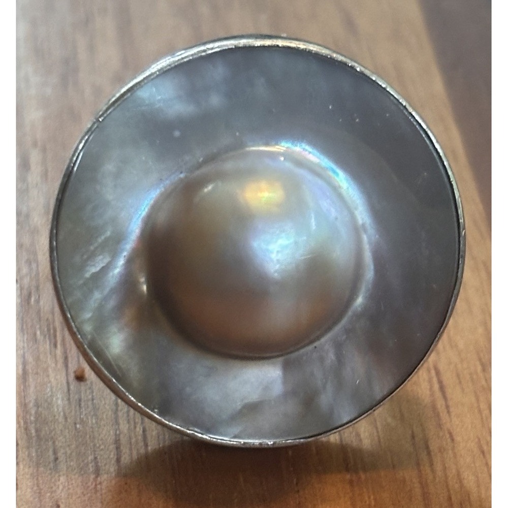 STARBORN Sterling Silver & Pearlized Abalone Blister Statement Ring Size 9.75